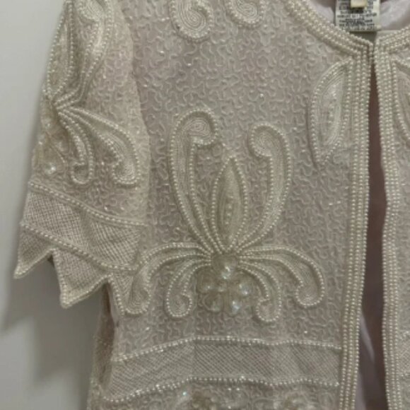 VINTAGE Nipon Boutique Cream Beaded Jacket - Picture 6 of 6